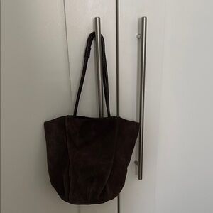 Zara Brown Suede Tote Bag for Everyday Use